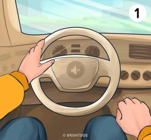 ulożenie rąk na kierownicy, kierownica, rysunek